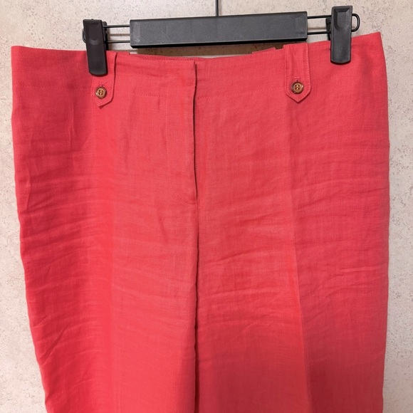 J McLAUGHLIN 6 FLARE LEG WOMENS LINEN CORAL LINED PREPPY DRESSY CAREER PANTS - Picture 6 of 15